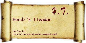 Horák Tivadar névjegykártya